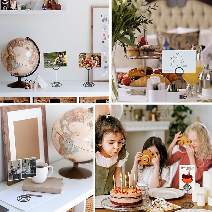 Table Number Holders 20Packs - 3.35 Inch Table Number Stands Place Card Holder for Wedding Party Graduation Reception Restaurant Home Photo Picture Office Memo (Black, 3.35")