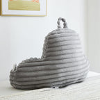 Faux Fur Fluffy Gray Reading Pillow with Pockets, Luxury Striped Plush Decorative, Arm Rests and Back Surport for Bed Rest, Lounging on sofa, Standard