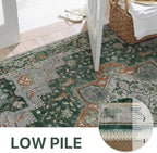 GENIMO 2x5 Runner Rugs for Hallway, Machine Washable Non Slip Vintage Rugs, Low Pile Lightweight Soft Print Rug for enrtyway, Corridor, Home Office, Kitchen,Pine Green