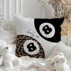 Trendy Leopard Lucky Girl 8 Ball Black Star Throw Pillow Covers 18x18, Cheetah Print Room Decor, Trendy Funky Y2K Leopard Print Decorative Pillow Covers for Girls Room Dorm Apartment, Set of 2