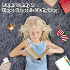 9 x 12 Large Area Rugs for Living Room, Ultra Fluffy Plush Rug for Living Room Bedroom, Thick Fluffy Carpet for Girls Boys Kids Room, Non Slip Dorm Rug for Home Decor Aesthetic, Dark Grey