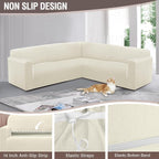 HDCAXKJ Sectional Couch Cover L Shape Stretch Sofa Covers Washable Jacquard Corner Couch Slipcover Non Slip Sectional Slip Cover U Shaped Furniture Protector for Pets Dogs (Ivory White, Small)