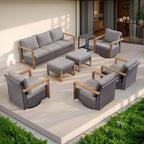 Outdoor Couch Wicker Patio Sofa, Rattan Patio Furniture Sofa with Sturdy Frame,All-Weather PE Wicker,Wide Armrest,Deep Seating and Thick Cushions for Deck Porch Garden(Brown/Grey)