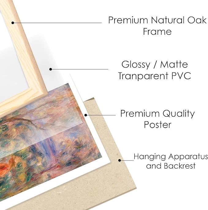 Boho Wall Decor Framed Wall Art Set for Cottage Core Decor, Aesthetic Prints for Eclectic Home Decor, Natural Oak Framed Boho Pictures Vintage Bedroom Decoration