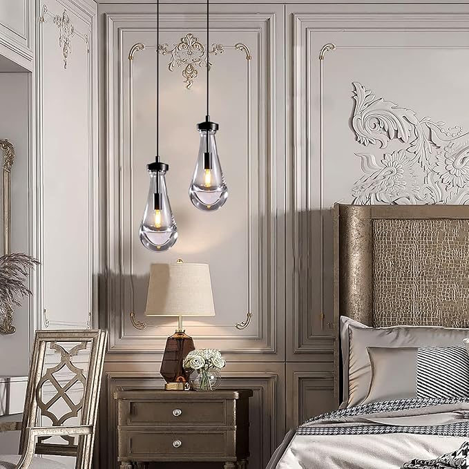 Raindrop Pendant Lights, Black Kitchen Island Pendant Lights, Teardrop Pendant Light, Interior Pendant Light in The Kitchen Island Living Room Bedroom Bathroom, Including Bulb