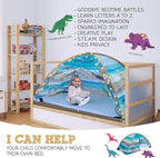 Dinosaur Twin Bed Tent for Kids Indoor Fort - Magical Dream Tents for Boys Pop Up Toddler Bed Canopy for Girls Bunk Bed Tent for Top Bunk - Sensory Sleep Pod for Kids Educational
