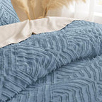 Andency Blue Comforter Set Full Size, 3 Pieces Boho Lightweight Fluffy Bedding Comforter Set for Full Bed, Tufted Farmhouse Design Bed Set for All Season (1 Comforter 79x90In, 2 Pillowcases)