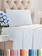 Twin XL Size 3 Piece Sheet Set - Comfy Breathable & Cooling Bed Sheets Set - Hotel Luxury Bedding for Women, Men, Kids, Teens, Boys & Girls - Deep Pockets and Wrinkle Free - Oeko-Tex - Blue Stripes 2