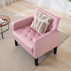 TYBOATLE Mid-Century Fabric Tufted Accent Living Room Armchairs, Comfy Modern Upholstered Bedroom Office Armchair Single Sofa, Reading Lounging Side Lounge Chair Living Room Furniture (Pink)
