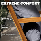 IDZO Premium Club Rocking Chair 500lbs Capacity with Inclined Backrest, Thick Foam Cushion, Solid Acacia Wood Rocker for Patio, Backyard, Balcony, Porch