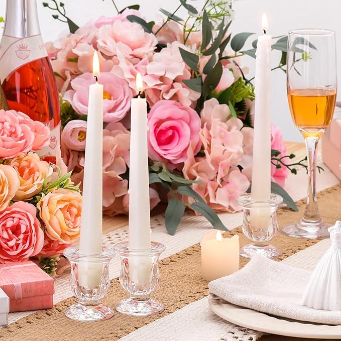 Foaincore 66 Pcs Candlestick Holders Bulk 2.5 Inch Taper Candle Holder for Table Centerpiece Thick Glass Ritual Candle Stand for Wedding Christmas Valentines Festival Party Decorations (Clear)
