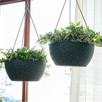 12 Inch 2 Pack Large Hanging Planters for Indoor Outdoor Plants, Plastic Hanging Basket Pots for House Plants Flowers, Black Speckles