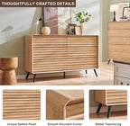 RedLemon 6 Drawers Dresser for Bedroom, 54'' Wide Mid Century Modern Wood Fluted Double Dresser, Chest of Drawers with Tapered Leg for Bedroom, Living Room, Hallway, Closet, Natural Oak