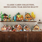 Aurora-Cabin Christmas Lighting-Building-Bricks Set - 2425 Pcs Retro House Winter Lodge LED Light Construction Building Christmas Village Model Set for Adults and Families