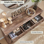 9 Drawers Dresser for Bedroom, Farmhouse 55" Wide Dressers & Chests of Drawers w/Roman Column, Large Storage Dressers Organizer for Bedroom, Living Room, Hallway, Light Brown