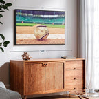 ElephantStock Baseball In Stadium Wall Art - Horizontal Framed Canvas - 1-Piece Living Room Wall Decor - Car Photography Canvas Print - Brown and Beige Decor for Wall - 40" X 27"