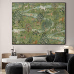 SIGNWIN 36"x46" Extra Large Framed Wall Art Medieval Fantasy Forest with Woodland Animals, Storybook-Inspired Scene for Home Living Room Bedroom Decor (Frame Assembly Required)