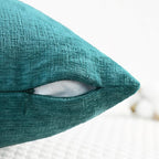 CaliTime Throw Pillow Covers Decorative 16 X 26 Inches Pack of 2 Cozy Chenille Cushion Cases for Couch Sofa Bed Living Room Home Teal