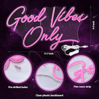 Kavaas Good Vibes Only Neon Signs for Wall Decor 17.7" x 9.9" | Pink Good Vibes Only LED Sign for Bedroom, Party, Bar, Salon - Best Gifts for Birthday, Christmas