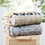 CASAAGUSTO Boho Sherpa Blanket,Teal Aztec Twin Blanket, Ultra Soft, Warm, Cozy, Plush, Thick Fleece Western Blanket for Couch, Bed, Sofa (Khaki 60 * 80 Inch)