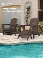 KINGYES Folding Adirondack Ottomans Set of 2 for Adirondack Chair, Coffee
