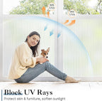 Haton Reeded Glass Window Privacy Film, Frosted Glass Window Film, Static Cling UV Blocking Stickers, Decorative Removable Cover for Bathroom Door Office, Non Adhesive 35.4" x 118.1"