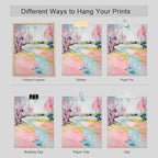 SIGNWIN Adhesive Canvas Poster Vibrant Landscape and Pineapple Colorful Preppy Room Decor Pink Decor Digital Art Modern Art Decorative Multicolor Scenic for Bedroom - 12"x16"x4