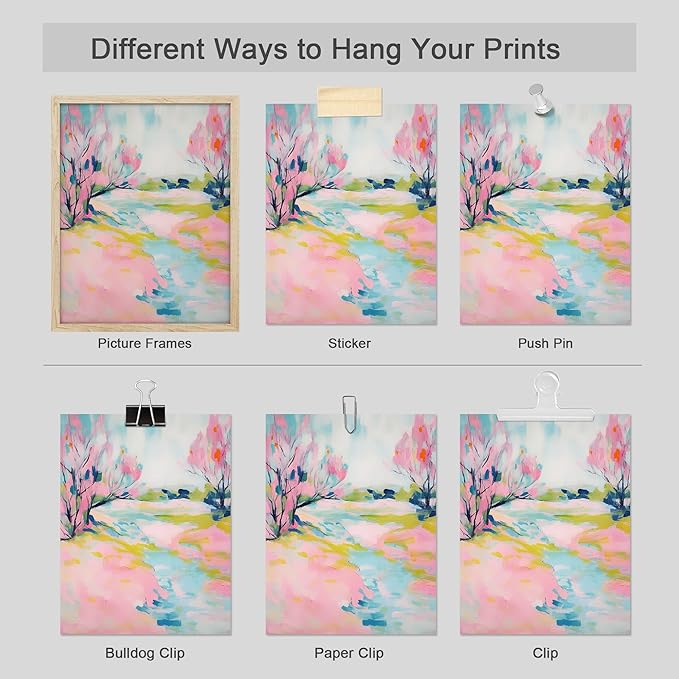 SIGNWIN Adhesive Canvas Poster Vibrant Landscape and Pineapple Colorful Preppy Room Decor Pink Decor Digital Art Modern Art Decorative Multicolor Scenic for Bedroom - 12"x16"x4