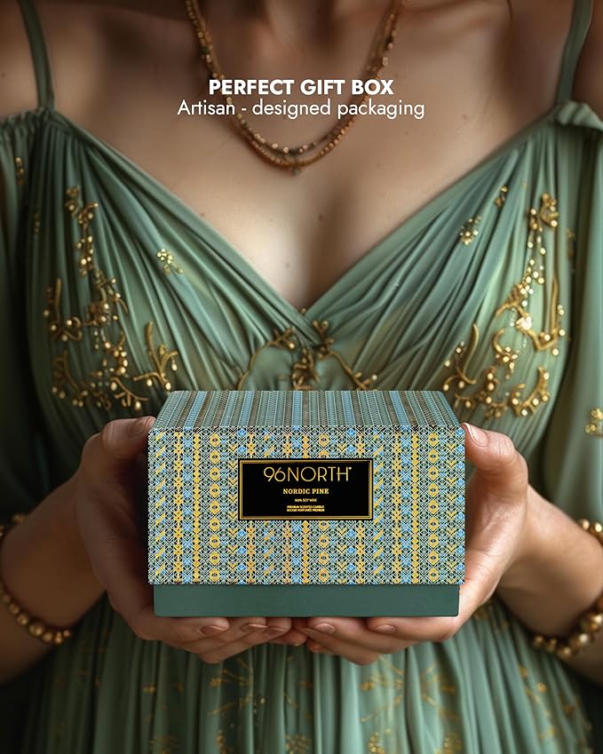 96NORTH Luxury Pine Soy Candle | Large 3 Wick Jar Candle | Up to 40 Hours Burning Time | 100% Natural Soy Wax | Relaxing Aromatherapy Aesthetic Candle