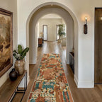 GENIMO Floral Runner Rug 2X6, Machine Washable Non Slip Vintage Patchwork Hallway Runner, Ultra-Thin Low Pile Runners for Indoor Entryway, Hallway, Kitchen and Corridor,Rose Red