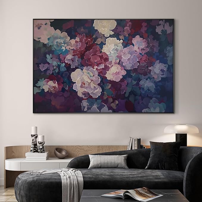 SIGNWIN 46"x72" Extra Large Framed Wall Art Bold Peony Bloom in Colorful Impressionist Style, Lush Floral for Home Living Room Bedroom Decor (Frame Assembly Required)