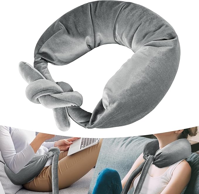 HOMBYS 2 in 1 Lumbar Support Pillow & Neck Pillow for Office Chair, Multifunctional Lumbar Roll & Neck Roll for Lower Back, Neck Pain Relief, Velvet Fabric & Foam Particles Filling, Wrap Neck & Waist