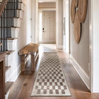 Rugshop Beige Checkered Area Rug – Textured Grid Pattern Carpet for Living Room, Bedroom, or Office – Neutral Contemporary Soft Floor Décor 2' 3" x 12' Runner Beige