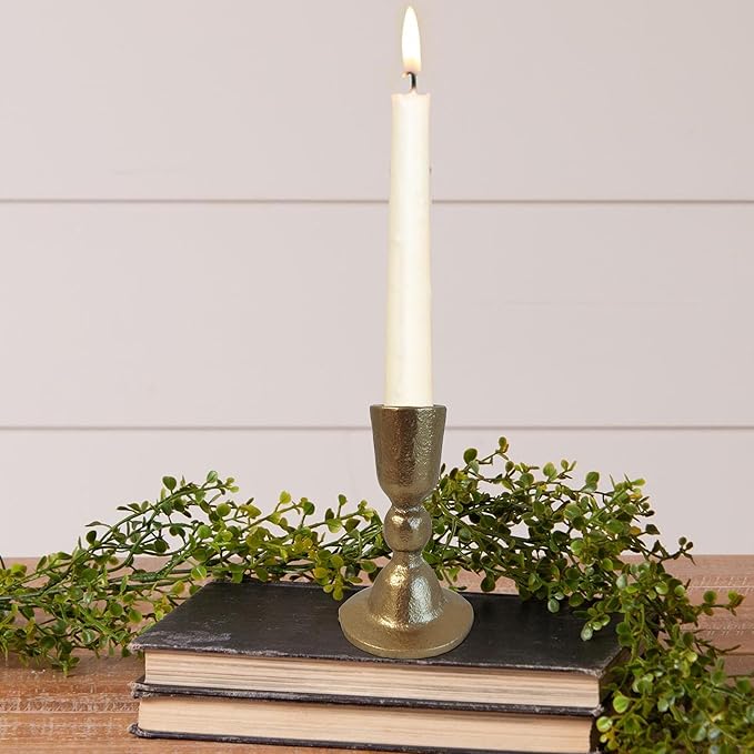 Antique Brass Iron Taper Candle Holders - Candlestick Holder for Weddings, Dining, and Parties, Candle Stand Set of 2