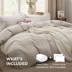 Bedsure Duvet Cover Queen Size - 3 Pieces Prewashed Extra Soft Bedding Set, Includes 1 Duvet Cover 90x90 Inches with Zipper Closure & 2 Pillow Shams, Linen, Comforter Not Included