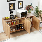 Fluted Sideboard Buffet Cabinet with Storage, Modern Storage Cabinet with 3 Doors, Wood Credenza Buffet Sideboards, Bar Cabinets Console Table for Kitchen Dining Living Room Entryway (Natural)