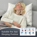 Hotel Grand Softy-Around Feather Down Pillows King Size Set of 2 Packs White Strip 100% Cotton Fabric Bed Pillows for All Position Sleepers,36"x20"/2 Packs