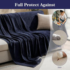 MaymissCouch Cover for Dogs Sectional Sofa Covers Washable for 3 Cushion Couch, Chenille Couch Cover Blanket, Sectional Sofa Slipcovers, Multi-Use Furniture Protector for Kids, Pets, 91" X150", Navy