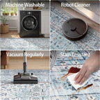 DCX Machine Washable Blue and Beige Area Rugs 5x7, Non Slip Stain Resistant Vintage Floral Rug for Living Room Bedroom Nursery, Soft Low Pile Large Carpet