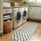 jinchan Runner Rug 2x6 Hallway Washable Modern Checkered Geometric Lattice Kids Bedroom Rug Indoor Floor Cover Non Slip Soft Carpet for Nursery Room Kitchen Laundry Room Home Grey
