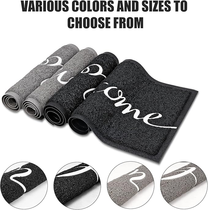 Door mat, Outdoor Indoor Welcome mat, Durable Non-Slip Easy to Clean Front Doormat, Entrance Rectangular Doormat, for high Traffic Areas (30" x 17.5", Black)