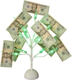 Money Tree Gift Card Holder Table Stand Creative Display with Green Lights and 10 Clips for Chirstmas, Graduation and Birthday