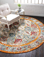 Unique Loom Rosso Collection Vintage, Traditional, Bohemian, Geometric, Distressed, Southwestern Area Rug, 8' 0" x 8' 0", Beige/Orange