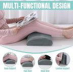 ROYALAY Recliner Leg Rest Cushion with Adjustable Straps Memory Foam Under Knee Pillow for Foot Elevation, Half Moon Leg Pillow Foldable bolster pillow for Waist Back Neck Reduce Pressure,gray
