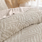 Andency Oatmeal Comforter California King Size, 3 Pieces Boho Bedding Set & Collections, Farmhouse Tufted Fluffy Bedding Comforter Sets for All Seasons (1 Comforter 104x96In, 2 Pillowcases)