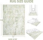 Area Rugs 6x9 Living Room: Washable Rug Modern Abstract Large Rugs Soft Non Slip Neutral Rug Stain Resistant Indoor Carpet for Bedroom Kitchen Dining Room Nursery Home Office Rugs(Green Brown,6'x9')