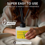 Soul & Scents Reed Diffuser Set – Citronella | 7.43 oz Refillable Scented Oil with 6 Fiber Sticks | Long-Lasting Home Fragrance & Air Freshener for Bedroom, Bathroom, Office | Gift & Décor Piece