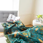 MSGKV Boho Throw Blanket Queen Size Cotton Blanket for Couch and Sofa Living Room Blanket Summer Bed Cozy Gauze Blanket 90" x 90"