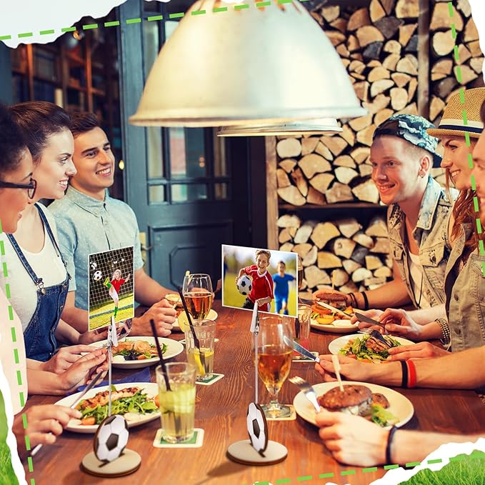 20 Pcs Base Memo Clip Holder Table Number Card Place Holders Stand Note Paper Clip Centerpieces for Table Party Favors Photo Stand Events Decoration(Soccer)