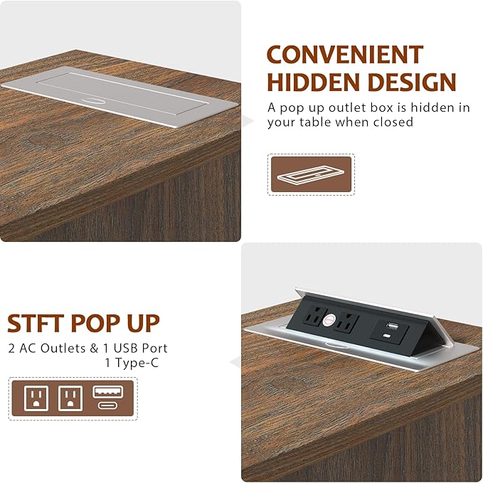 HIFYOBRO End Table with Flip Top Charging Station, Narrow Side Table with 3 Drawers, Wooden Nightstand, End Table with Storage for Living Room & Bedroom